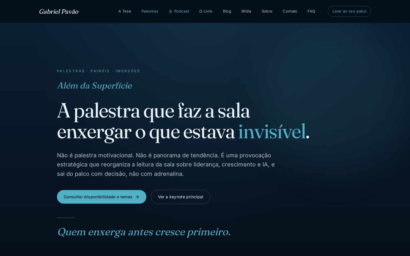 Palestras, visualização desktop