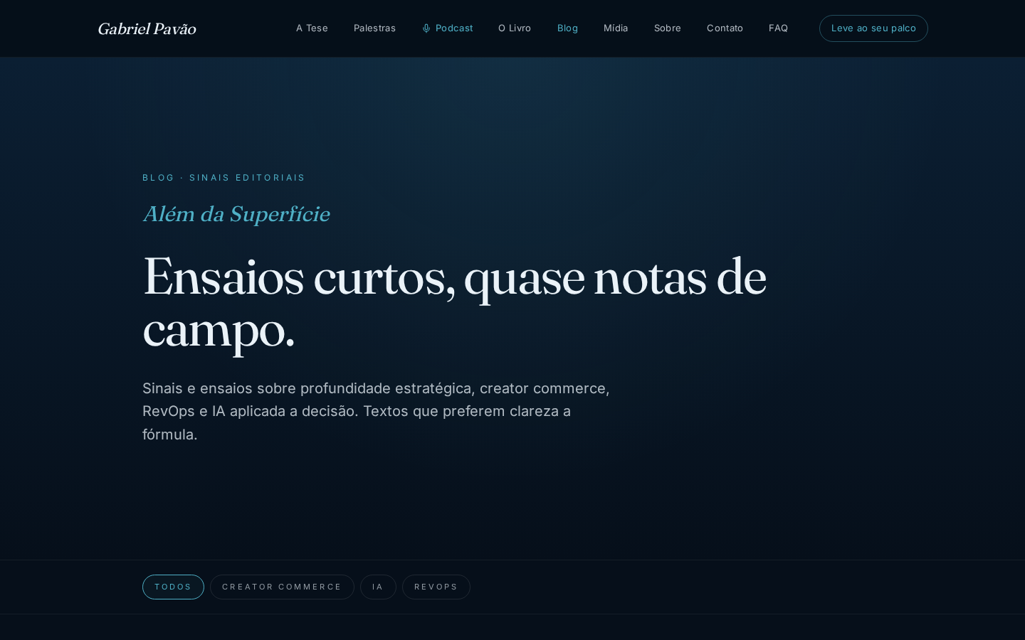Blog, visualização desktop